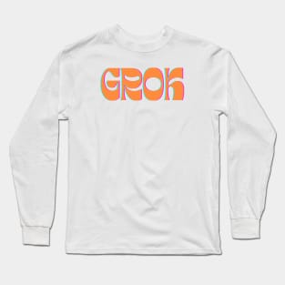 Grok - Groovy Orange on Yellow Long Sleeve T-Shirt